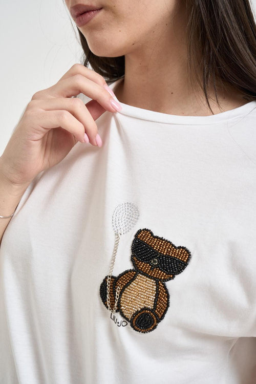 T-shirt donna girocollo bianca - 2