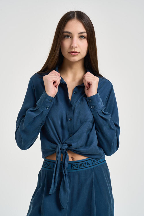 Camicia donna con nodo blu - 2