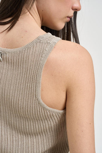 Top donna in maglia beige - 4