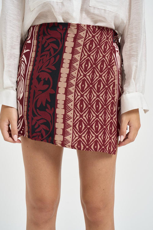 Gonna pantalone donna fantasia bordeaux - 2