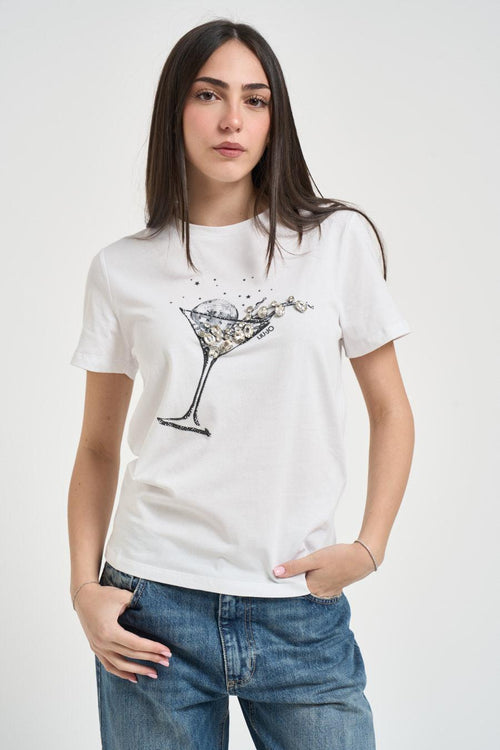 T-shirt donna con stampa bianca