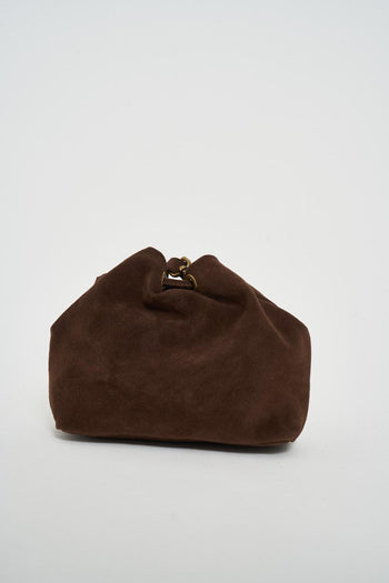 Borsa donna secchiello in suede marrone - 3