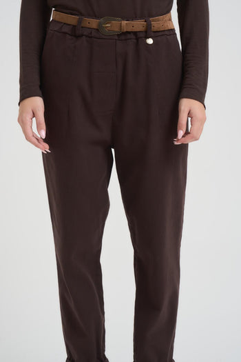 Pantalone donna regular marrone - 5