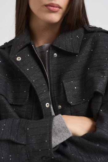 Bomber donna lurex antracite - 4