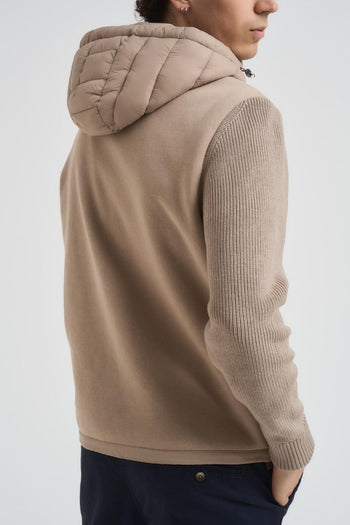 Piumino uomo con manica in maglia beige - 6