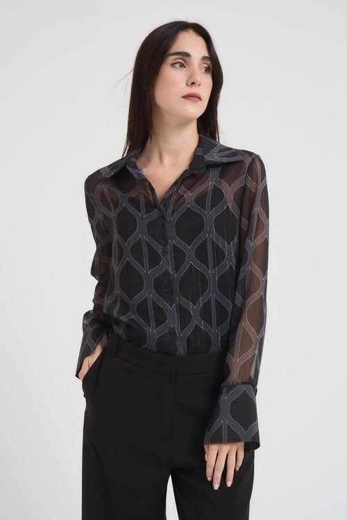 Camicia donna fantasia nera