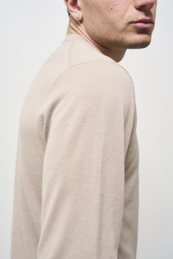 Men's round neck sand sweater - 4