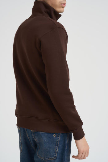 Felpa uomo mezza zip marrone - 4