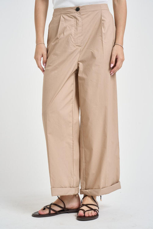 Pantalone donna con pinces sabbia