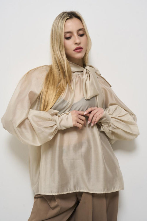 Camicia donna semitrasparente beige - 2