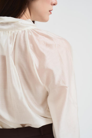 Blusa donna con fiocco latte - 6