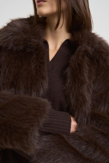 Ecopelliccia donna corta marrone - 3