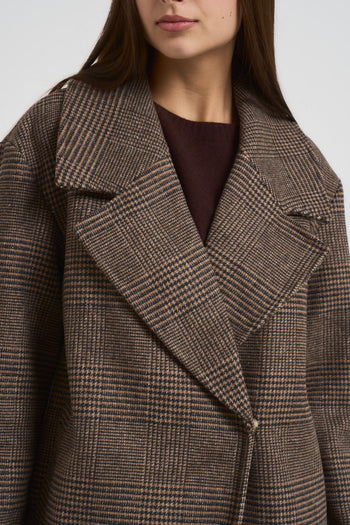 Cappotto donna a quadri marrone - 5