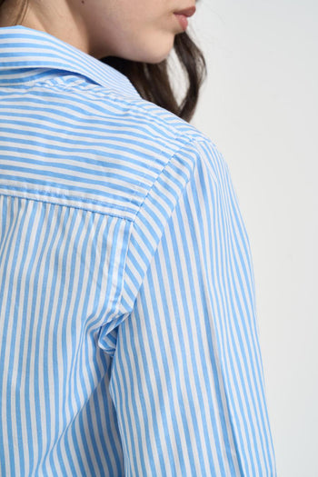 Camicia donna a righe verticali celeste - 5