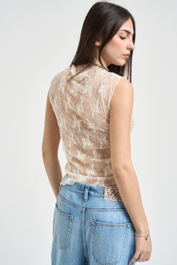 Top donna in tulle bianco semitrasparente - 3