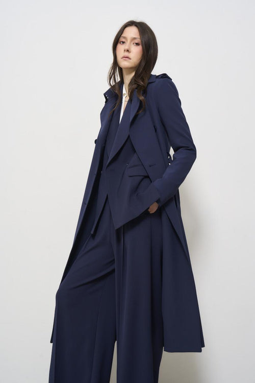 Women's double-breasted trench coat in blue - 2