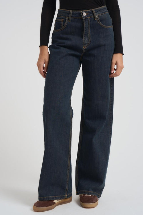 Jeans donna a palazzo in denim scuro - 1
