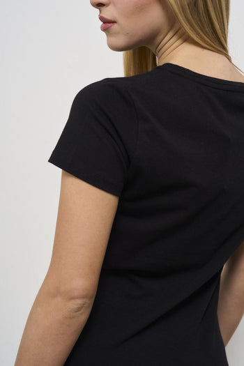 T-shirt donna girocollo nera - 5