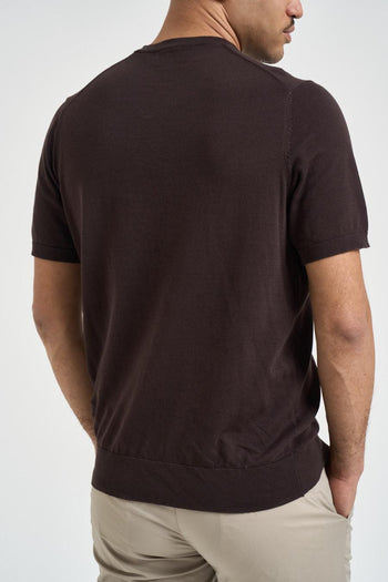 T-shirt uomo in maglia marrone - 4