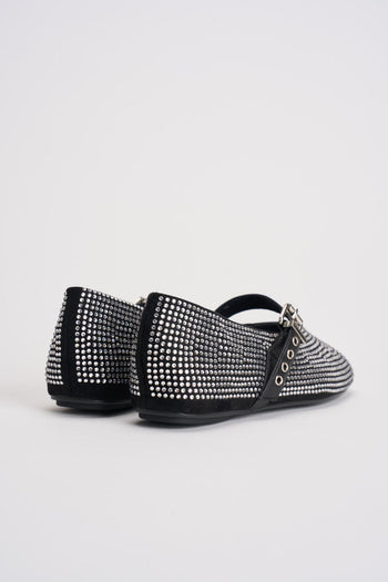 Ballerine donna nere con strass argento - 6