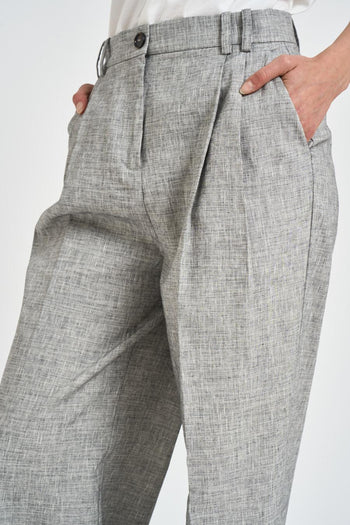 Pantalone donna gamba larga grigio mélange - 5