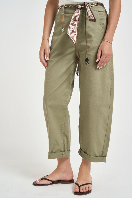 Pantalone donna verde militare - 1