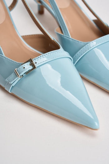 Slingback donna in vernice celeste - 4