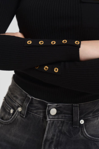 Dolcevita donna a costine nero - 4