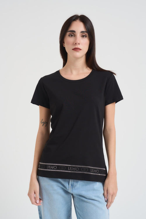 T-shirt girocollo donna nera - 1