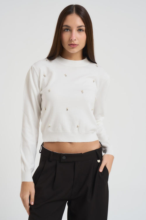 Maglia donna cropped bianca