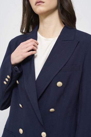 Women's blue double-breasted jacket - 4