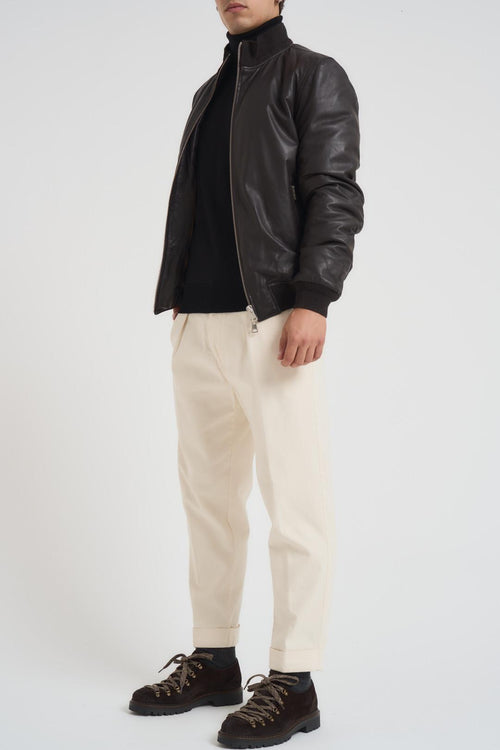 Giubbotto uomo in vera pelle marrone - 1