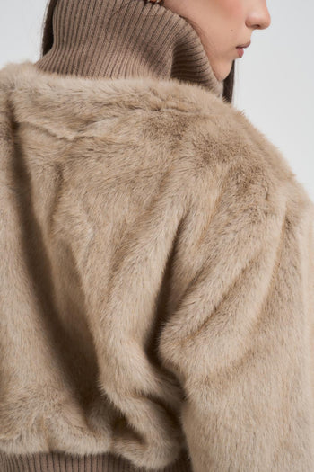 Giubbotto donna ecopelliccia beige - 4