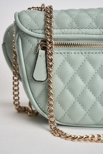 Borsa donna a tracolla verde acqua matelassé - 6