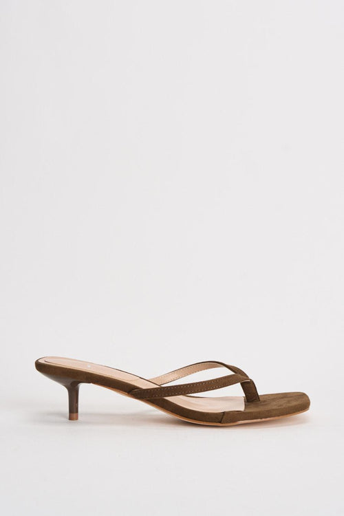 Sandali donna infradito in suede marrone - 1