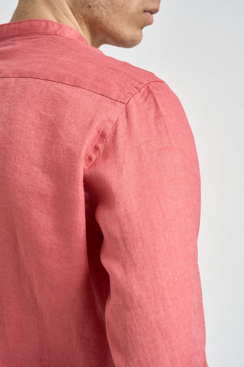 Camicia uomo in lino rosa corallo - 5