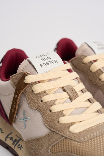 Sneakers donna panna e bordeaux - 4