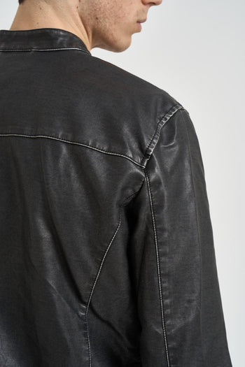 Giubbotto in ecopelle vintage nera - 5