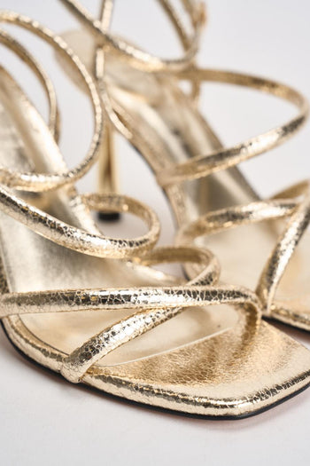 Sandalo donna con tacco dorato - 4