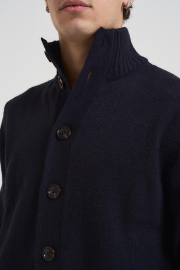Cardigan uomo con bottoni blu notte - 3