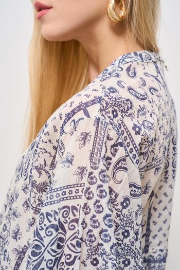 Blusa donna fantasia blu - 5