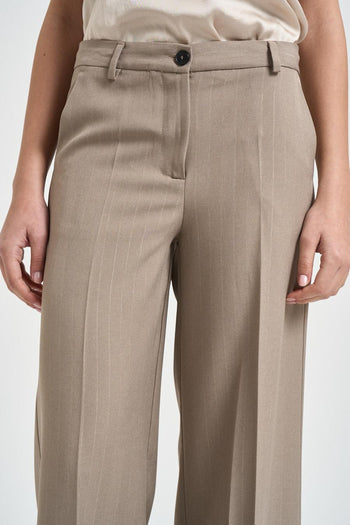 Pantalone donna gessato tortora - 4