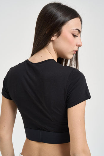 Top donna cropped nero con logo - 4