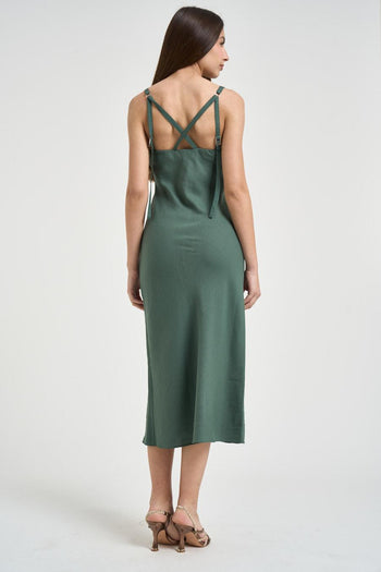Abito donna midi verde - 4