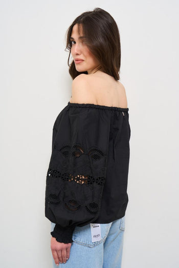 Camicia donna traforata nera - 3