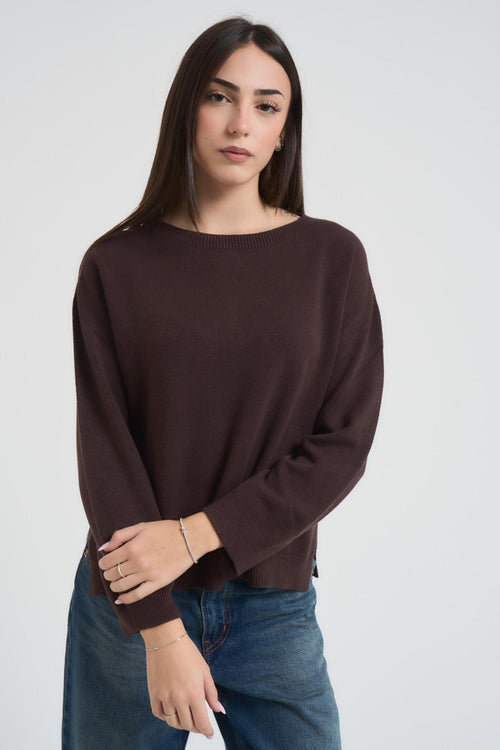 Maglia donna scollo a barca moro