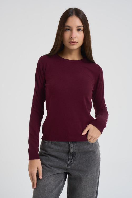 Maglia donna girocollo bordeaux