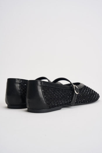 Ballerina donna rete nera con strass - 6
