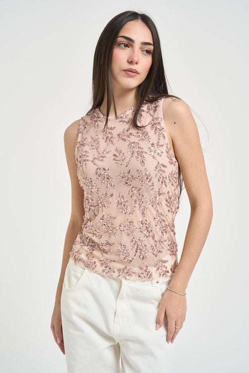 Top donna in pizzo rosa - 1