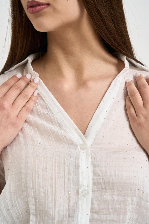 Camicia donna cropped bianca - 2